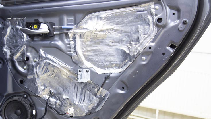 acoustic insulation on a car door