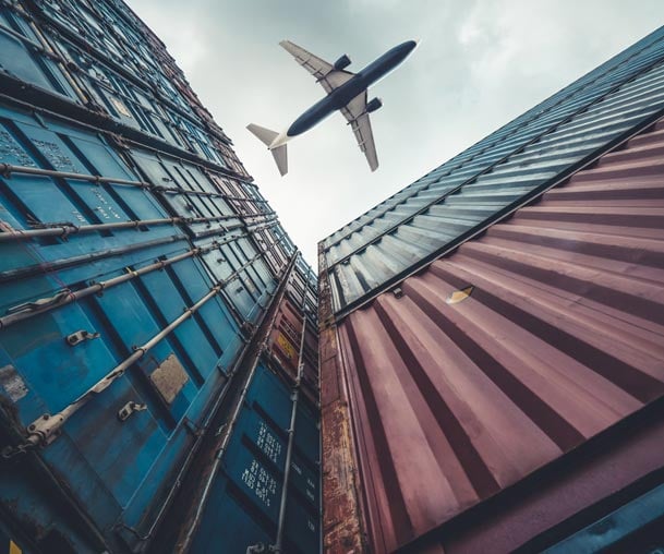 Cargo-Airplane-and-Shipping-Containers-used-in-Supply-Chain-Logistics